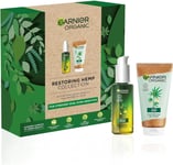 Garnier Restoring Hemp Collection, Gift Set with Organic Hemp Soothing Face Oil