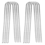 Trampoline Stakes U-Shaped Metal Football Goal Pegs Reusable Tent Ground Anchors for Football Goals Silver 8PCS
