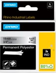 Dymo Rhino Permanent Polyester, 19 mm, svart på me