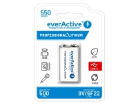 Uppladdningsbart batteri everActive 6F22/9V Li-ion 550 mAh med USB TYP C