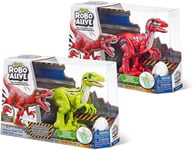 Robo Alive Rampaging Raptor 2 Pack Green & Red Raptors Robotic Dino With Slime