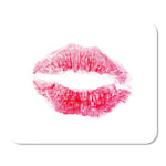 Mousepad Computer Notepad Office Pink Lips Lipstick Kiss White Red Trace Beautiful Beauty Color Female Girl Love Home School Game Player Computer Worker Inch