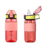 TITIROBA TKK Gourde avec paille 450 ml Bouteille d'eau anti-fuite sans BPA Tritan Spotr Bouteille d'eau pour vélo, camping, yoga, gym, rose 1003