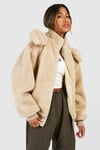 Hooded Faux Fur Zip Detail Jacket