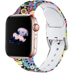 Wepro Strap Compatible with Apple Watch Strap 41mm 40mm 38mm, Pattern Printed Soft Silicone Wrist Bands for Apple Watch SE/iWatch Series 7/6/5/4/3/2/1, 38mm/40mm/41mm-S/M, Colorful Jellyfish