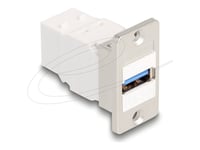 Delock - Modulär Insats (Koppling) - Kan Monteras På Panel - Usb 3.0 Type A - Vit, Silver