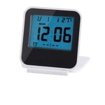 Foldable Alarm Clock, Portable Foldable Tabletop Travel Digital Alarm Clock with Temperature Calendar Date Week(White)