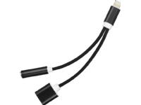 Adapter USB Partner Tele.com Lightning - Jack 3.5mm + Lightning Czarny (5901737398789)