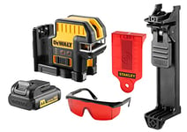 Dewalt DCE0822D1R-QW 2-Point Cross Line Laser (10.8 Volt, Red Laser, Self-Levelling, with Plumb Function, Range up to 20 m (Points), Includes Wall Mount, 2Ah Battery, Charger, Accessories and Case)