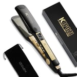 KIPOZI Flat Iron Hair Straightener 3D Floating Wide Plate Temperature Display UK