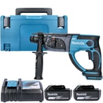 Makita DHR202 18V LXT SDS Plus Hammer Drill With 2 x 6.0Ah Batteries, Charger...