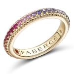 Faberge 18ct Yellow Gold Multi Stone Rainbow Fluted Band Ring - 54