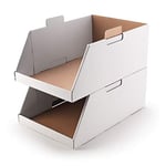 Only Boxes, Lot de 6 boîtes en carton de rangement pour objets, tiroir, panier ou gazons automontables et empilables Dimensions : 50 x 33,5 x 20 cm
