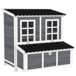 Gran Wood Chicken Coop, hönshus med bolåda, fjäderfähus för 4-6 kycklingar, vattentätt tak, 100 x 86 x 100 cm, ljusgrå