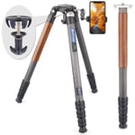 Carbon Fiber Tripod Monopod High-End Travel Tripod HS80C Ultra Stable Lightweight Tripod Stand with 75MM Bowl Adapter Tripod and Genuine Leather Leg Sleeve, Max Load 30kg for DSLR Camera Camcorder
