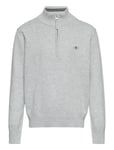 Shield Cotton Half Zip Tops Knitwear Pullovers Grey GANT