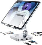 BYEASY Support pour iPad Pro USB C, Adaptateur de Station d'accueil Pliable iPad Pro avec HDMI 4K, Chargement PD, Lecteur de Carte SD/Micro SD, S6, Huawei M5/M6
