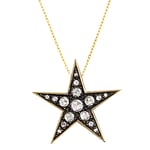 London Road 9ct Gold Portobello Starry Night Large Diamond Star Pendant, Gold/Black