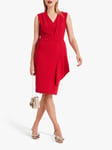 Phase Eight Clarissa Drape Detail Dress, Raspberry Pink 16 female Main: 100% Polyester, Woven; Lining: Polyester