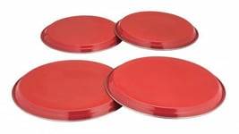 COLOURS 4pc Electric Gas Cooker Hob Cover Set Stainless Steel - Red