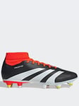 adidas Mens Predator 24 League Soft Ground Football Boot - Black/White/Red, Black/White, Size 8, Men