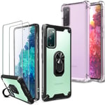 [4 Items] Milomdoi 2 Pcs Case for Samsung Galaxy S20 FE [4G&5G] + 2 Pack Tempered Glass Screen Protector [ Hard Plastic Back&Flexible TPU Frame 360°Ring Case+TPU Case] [Military-Grade] for S20 FE Case