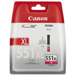 Canon Bläckpatron, PIXMA PGI-551XL M, 6445B001, ChromaLife100+, magenta, singelförpackning, hög kapacitet