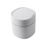 Mini papperskorg skrivbordspapperskorg med lock liten knopp, vit