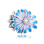 PANDOCCI 2020 Spring Blue Daisy Flower Bead 925 Silver DIY Fits for Original Pandora Bracelets Charm Fashion Jewelry