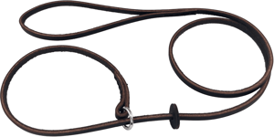 Utställningskoppel läder brun ring och stopp 0.6*120cm -