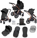 Ickle Bubba Stomp Luxe 2-in-1 Baby Infant Pushchair Adjustable Back Rest - Black