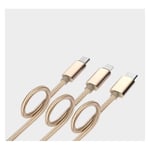 Câble 3 en 1 Pour JBL GO 2 Android, Apple & Type C Adaptateur Micro USB Lightning 1,5m Metal Nylon - OR