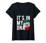 Womens It's in My DNA Mexico Flag V-Neck T-Shirt