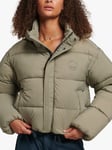 Superdry Cropped Cocoon Puffer Jacket, Light Khaki