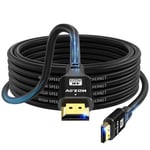 Câble HDMI 10m (HDMI 2.0, 18 Gbit/s 4K@60Hz) Connecteurs plaqués or ultra haut débit, compatible avec Blu-Ray, Playstation, Ordinateur Portable, PS34/5, PC, HDTV