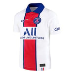 NIKE Psg Y Nk Brt Stad Jsy Ss AW T-Shirt - White/(Old Royal) (Full Sponsor), X-Small