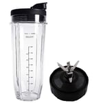 Lid and 32OZ Cup and 7 Fins Blade for Compatible for Ninja Auto IQ 1000W Blender