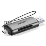 UGreen USB Type C/USB 3.0 SD/micro SD kort läsare Grå - TheMobileStore Adapter - USB-C