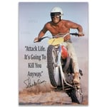 Vintage Metal Sign Steve McQueen ATTACK LIFE 12X18 inch Home Decor Inside Outside Bar Kitchen Pub Decorative Plaques
