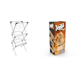 Vileda Sprint 3-Tier Clothes Airer, Indoor Clothes Drying Rack with 20 m Washing Line, Silver & Hasbro Gaming Jenga Classic, Children's game that promotes reaction speed from 6 years