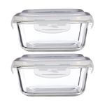 Freska 2pc 800ml Borosilicate Glass Lunch Box Food Container Airtight Lid Set