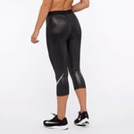 Womens Nike Pro Sparkle Capri 3/4 Training Leggings Sz XS Black Metallic Sliver 