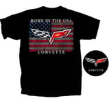 Chevrolet Chevy Corvette Born in the USA American Flag Cars T Shirt CVVLGR-B