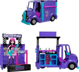 Monster High Tour Bus Rock Sang-sationnel Coffret avec poupée Draculaura et Tour Bus Rock Qui se transforme en scène, et Plus de 13 Accessoires sur Le thème de la Nourriture et de la Musique, HXH83