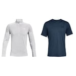 Under Armour Men Tech 2. 1/2 Zip, Versatile Warm Up Top for Men, Light and Breathable Zip Up Top for Working Out & Men's UA Seamless SS, Gym T Shirt, Navy Blue