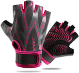 WSGYX Gants antichocs Demi Doigts Sports Femme Résistant à l'usure Fitness Gants de vélo Poids Gants de Levage Gants de débarrassage (Color : Pink)