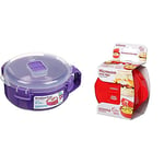 Sistema Microwave Breakfast Bowl | Round Microwave Container with Lid | 850 ml | BPA-Free | Assorted Colours | 1 Count & 1117ZS Microwave Egg Cooker Easy Eggs, 271 ml - Red