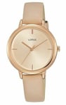 BRAND NEW LADIES LORUS WATCH ROSE GOLD CASE LIGHT PINK DIAL BEIGE LEATHER STRAP
