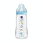MAM | Biberon Easy Active 6+ mois (330 ml) Bleu – Biberon avec tétine en silicone débit X vitesse ultra-rapide – Biberon pour bébé avec fermeture hermétique