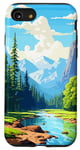iPhone SE (2020) / 7 / 8 Pixel Art Yosemite Summer Forest River Retro Vibe Case